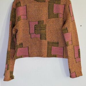 Zara Pink and Brown Patterned Sweater